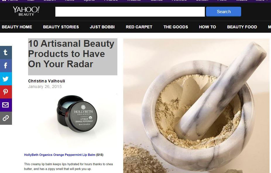 HollyBeth Organics in Yahoo Beauty